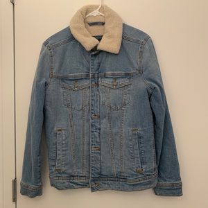 Hollister denim fur jacket, size xs